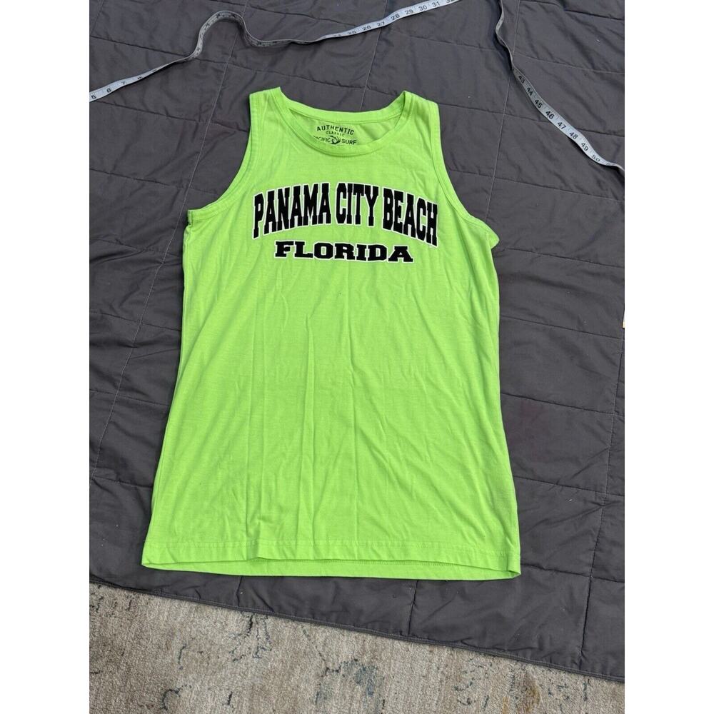 Pacific Surf Panama City Beach Florida Tank Top Shirt Men's Size Medium Neon